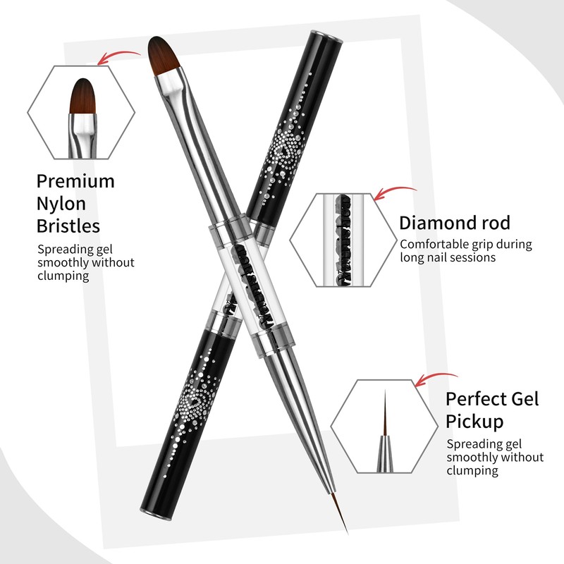 1Pcs Dual‑Ended Builder Gel Brush, Nail Art Brush for Polygel