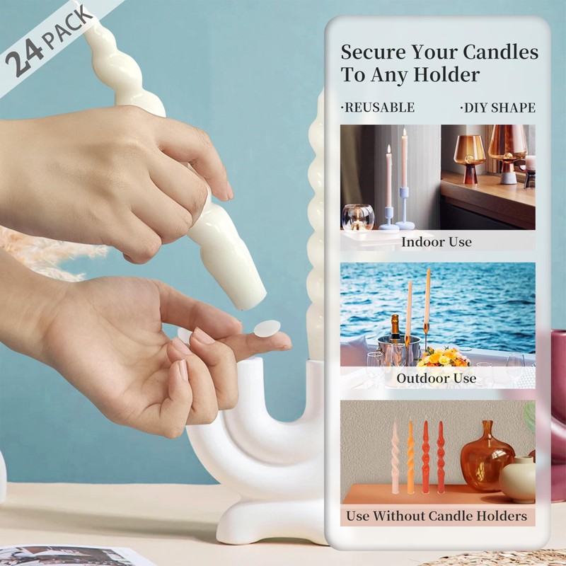 Taper Candle Sticky Dots - White Wax Candle Adhesive Dots