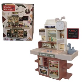 Kids Kitchen Playset, Mini Interactive Kids Kitchen Toys with 50Pcs Kitchen Accessories, Realistic Lights&Sounds, Simulation of Spray and Play Sink, Suitable for Toddlers Age 3+ Boys and Girls (Pink)