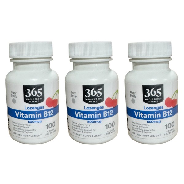 365 3-Pack 365 By Whole Foods 500mcg Cherry Flavor Vegan
