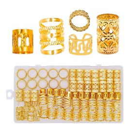 Pack of 110 dreadlocks jewellery, hair accessories, gold, metal hair rings, adjustable hair beads, golden braids jewellery, hair rings for women, men, braids decoration, hair beads for cliping, braid