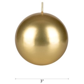 Mega Candles 6 pcs Unscented Gold Round Ball Candle, Hand Poured Premium Wax Candles 3 Inch x 3 Inch, Home Décor, Wedding Receptions, Baby Showers, Birthdays, Celebrations, Party Favors & More