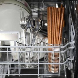 TONSNYZYJ Diswasher Chopstick Holder Diswasher Silverware Basket Stainless Steel Dishwasher Basket Cutlery Silverware Basket, Chopsticks Basket for Washing, Drying, W3.9 x H4.9