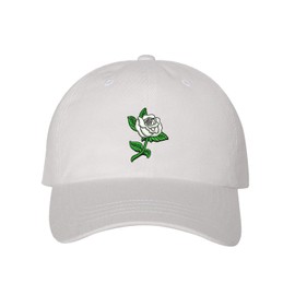 Prfcto Lifestyle White Rose Baseball Cap - Flower Dad Hat - Roses Hats (White)