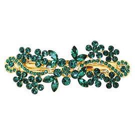 Faship Gorgeous Green Crystal Hair Barrette Clip