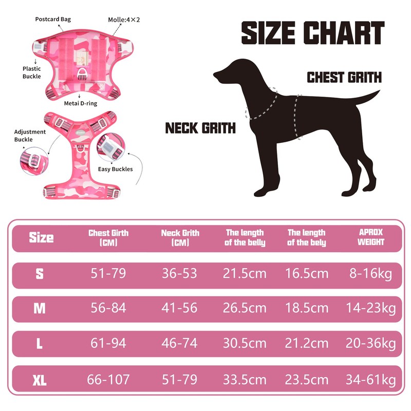 Auroth Tactical Anti Pull Dog Harness Adjustable Breathable Pet Vest
