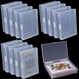 ddseexhe 12 Pack Playing Card Case,Empty Plastic Trading Card Storage Box,Playing Card Deck Boxes,Snaps Closed Clear Card Case,Playing Card Box Holder for Gaming Cards,Bank Business Cards(NO Cards)