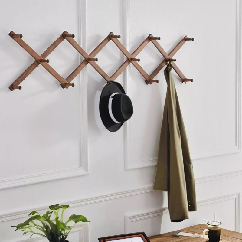 FixtureDisplays Accordion Wallmount Hat Hanger, Expandable Purse Coat Backpack Rack