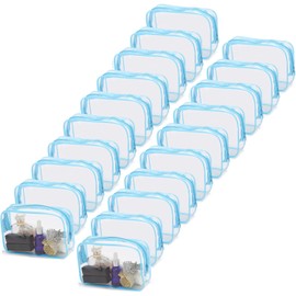 Bolsas de cosméticos transparentes azules (Paquete de 20) - Prácticas y organizadas
