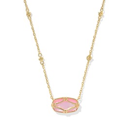 Kendra Scott Womens Elisa Lattice Frame Short Pendant Necklace Gold Blush Ivory Mother of Pearl One Size One Size