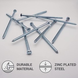(Pack of 14) DIN 571 Galvanised Steel Hexagon Wood Screws M8 x 160 mm, Hex Bolt, Key Screws, Hexagon Socket, Carriage Screws (14, M8 x 160 mm)
