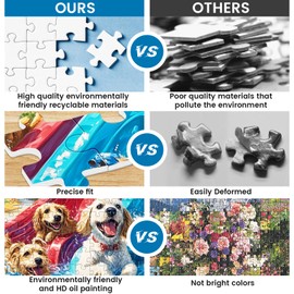 300 Piece Puzzle for Adults,Puppies Jigsaw Puzzles 300 Pieces for Adult Kids Elderly Premium Cardboard Dog Summer Jigsaw Puzzle Challenging Puzzles Game Family Activity Gift Toy 20.5x15in