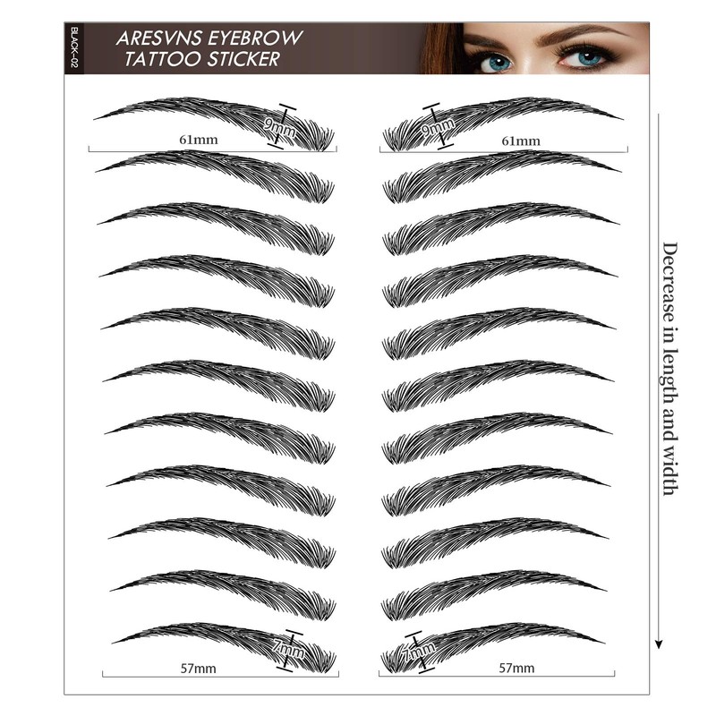 Eyebrow Tattoo 88 Pairs! Newly Improved 4D Tattoo Eyebrow,Popular Black