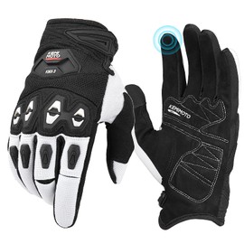 KEMIMOTO Motorcycle Gloves for Men Dirt Bike Gloves Off Road Touchscreen Riding Gloves Comfortable(White,XXL)