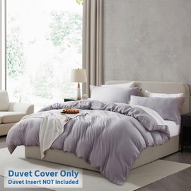 Nestl Grey Lavender Duvet Cover King Size - Soft Prewashed King Duvet Cover Set, 3 Piece, with Zipper Closure, 1 Duvet Cover 104x90 inches and 2 Pillow Shams - No Comforter