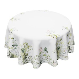 Ablecozy Eucalyptus Leaves Tablecloth Waterproof Fabric,Round Watercolor Oil-Proof Wrinkle Resistant Table Cover for Dining Table, Buffet Parties and Campin,(60" inch Round)