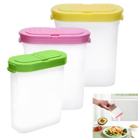 katmerio Set of 3 Storage Jars, 250 ml Spice Boxes, Transparent Storage Containers with Hinged Lids, BPA-Free Plastic Storage Jars for Kitchen Spices, Salt, Sugar, Pepper Used