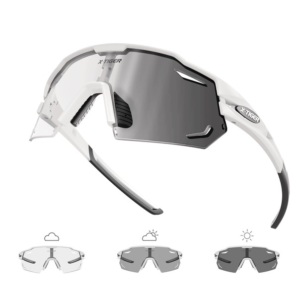 X-TIGER Cycling Glasses, Self-tinting Men Women TR90 Frame Sports Glasses
