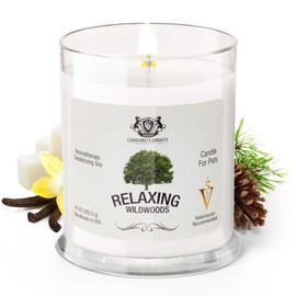 Gerrard Larriett - Deodorizing Soy Candles for Pets, Scented Candles for Removing Pet/Household Odors, Lasts up to 40 Hours, White Candles for Home Scented with Relaxing Wildwoods Fragrance, 10 oz