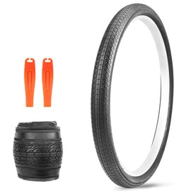 BALINGE 26 x 1.75 Bike Tire 1 Pack 26 Bike Tire Kids Moutain Bike Tires Folding Replacement Tires Fits Most Kids Bikes,BMX Tires 26 Inch,Black - 1 Tire 2 Levers