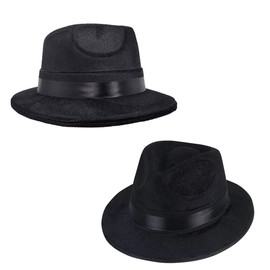 Chochkees Black Fedora Hat, Gangster Costume Accessories, Party Accessory, Party Favor