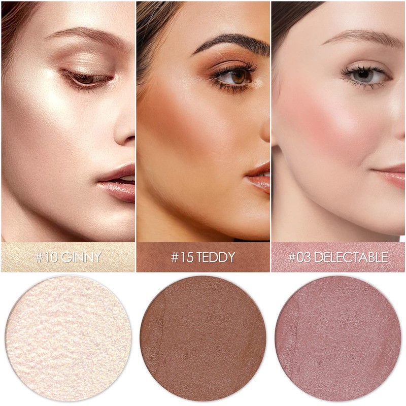 FALOCUTUS 3 Pcs NEUTRAL Contour Stick Set,Cream Blush & Highlighter