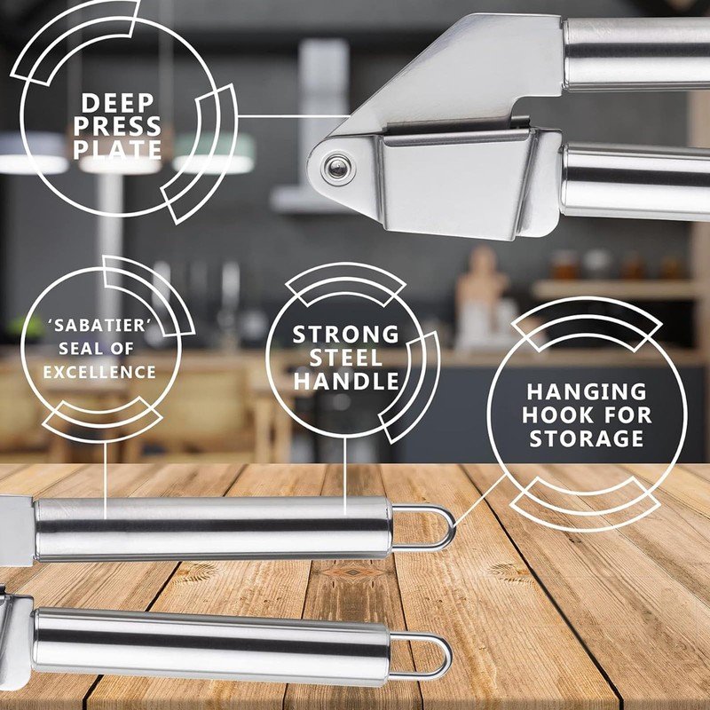 TRHDFW Professional Stainless Steel Garlic Press - No Need to