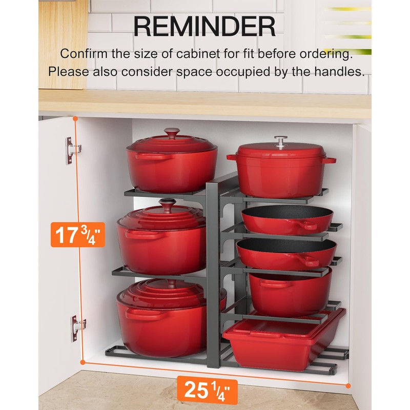 ORDORA Pots and Pans Organizer Rack for Cabinet, 15.83" Height