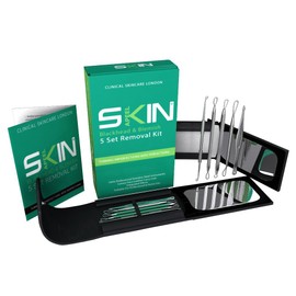 Skinapeel Premium Blackhead & Blemish Remover Kit - Acne Treatment - 5 Professional Dermatologist Stainless Steel Grade Tools - Easily Cure Pimples, Blackheads, Comedones, Acne and Facial Impurities- Presented In Beautful Travel Case With Integrated Mirr