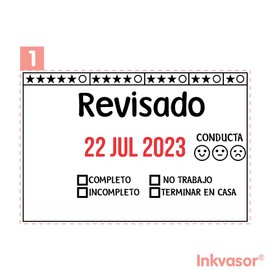 Sello Fechador 4x6 cm Bicolor, Ideal para Maestras, Personalizado a tu gusto. Agrega tu nombre e imagen Favorita, calicar y evaluar será muy sencillo 
