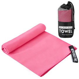 Rorola Microfiber Camping Towel, Travel Towel, Quick Dry Towel, Beach Towel, Lightweight Sport Towels for Gym Sport Yoga Golf Camping Swimming Hiking Backpacking, M/Rose