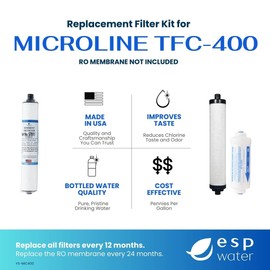 Microline TFC-400 RO Replacement Filter Kit – Annual Supply Bundle Includes Filters S7011, S7028, K2333-KK, Reverse Osmosis Membrane Not Included, Use with TFC-400 Under-sink Drinking Water System