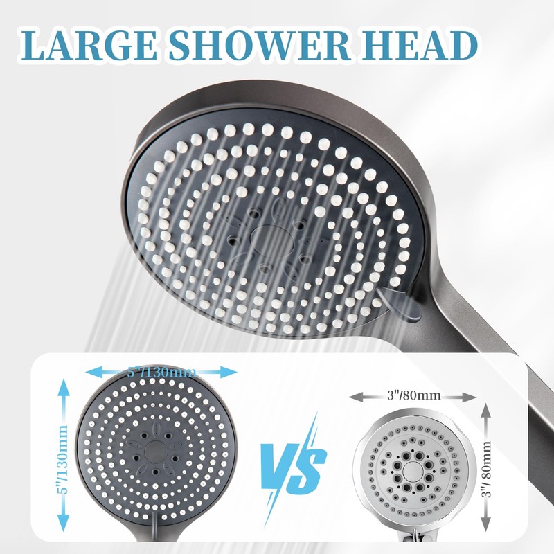 OFFO Shower Head and PVC Hose 1.5m, 6 Modes Handheld
