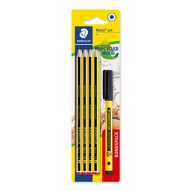 STAEDTLER HB Noris School 120 SBK8P2 Drawing Pencils for Sketching Including 8 HB Pencils & Black Handwriting Pen Set of 9