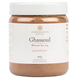 Marrakech Ghassoul Mineral Clay Powder 400 g, Original Moroccan Mineral Clay Face Mask for Facial Cleansing, Natural Exfoliation for the Face, Skin and Hair, Cleansing for Body Care