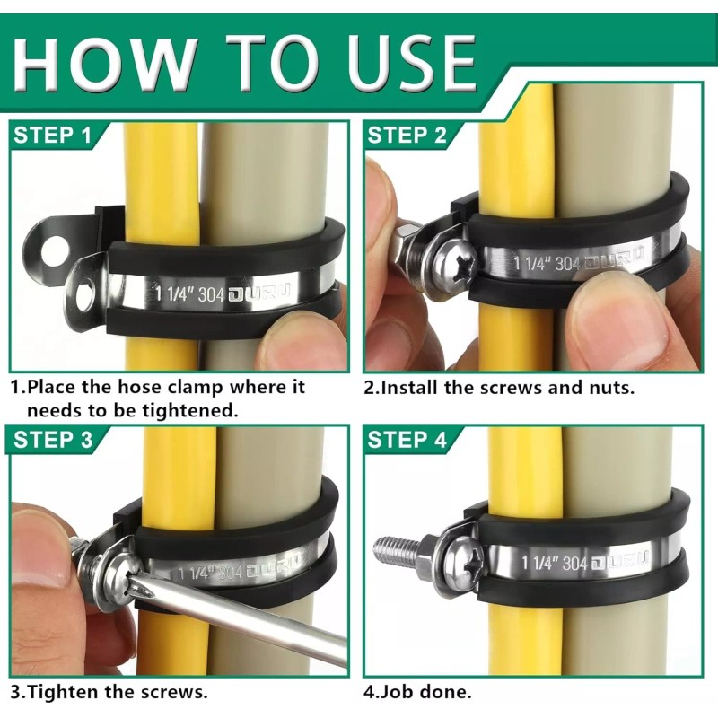 OURU 30Pcs 1/2 Inch Stainless Steel Cable Clamps,Rubber Coated Cushioned