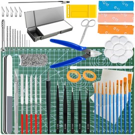 Waltool 69Pcs Basic Model Tools Craft Set with Hobby Clippers Model Tweezers, Modeler Building Kit for Gundam Model Assembling, Building and Repairing