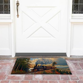 Vintage Train Steam Indoor Doormat Non-Slip Welcome Mat 17x29.5 Inch, Quick Absorbent Entryway Rug, Non-Woven Fabrics Front Door Mat, Area Rug for Kitchen, Bedroom, Home, Office