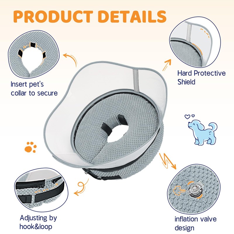 Supet Raised Inflatable Dog Cone Alternative Collars for After Surgery,