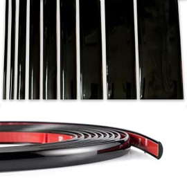 NANSH 16Ft Glossy Black Extra Thick Auto Molding Trim Universal Bumper Window Door Body Side Decorative Strip Scratch-Proof (Width: 5/16inch [8mm])