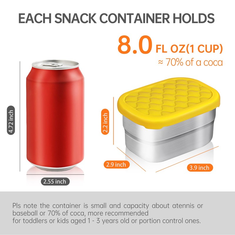 IUAOWEI 5Pack 8oz Stainless Steel Snack Containers for Kids,Small lunch
