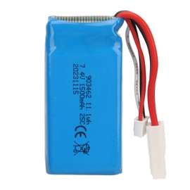 RC Boat 7.4V 1500mAh Lithium Battery Lightweight Overcharge Short Circuit Protection for V913 L969 K959 Remote Control Boat with EL‑2P Plug