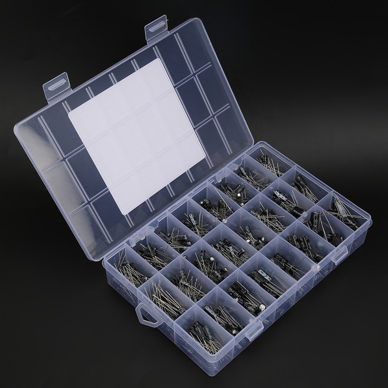 545Pcs 24 Models 0.1uF-1000uF Aluminum Electrolytic Capacitor Assortment Kit with