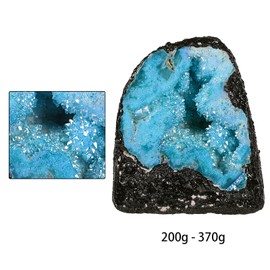 mookaitedecor Titanium Coated Quartz Blue Crystal Geode Ornament for Home Office Party Decor Natural Reiki Healing Crystal Stone Specimen Irregular Blue Crystal Gift Rocks and Minerals Blue Room Decor