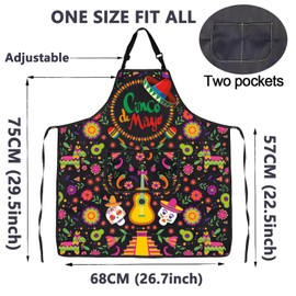 CMNIM Cinco De Mayo Aprons Gifts Mexico Aprons for Women Men Mexican Kitchen Cooking Chef Bbq Apron with Pocket Mexican Fiesta Gift, Cinco De Mayo Aprons, Medium