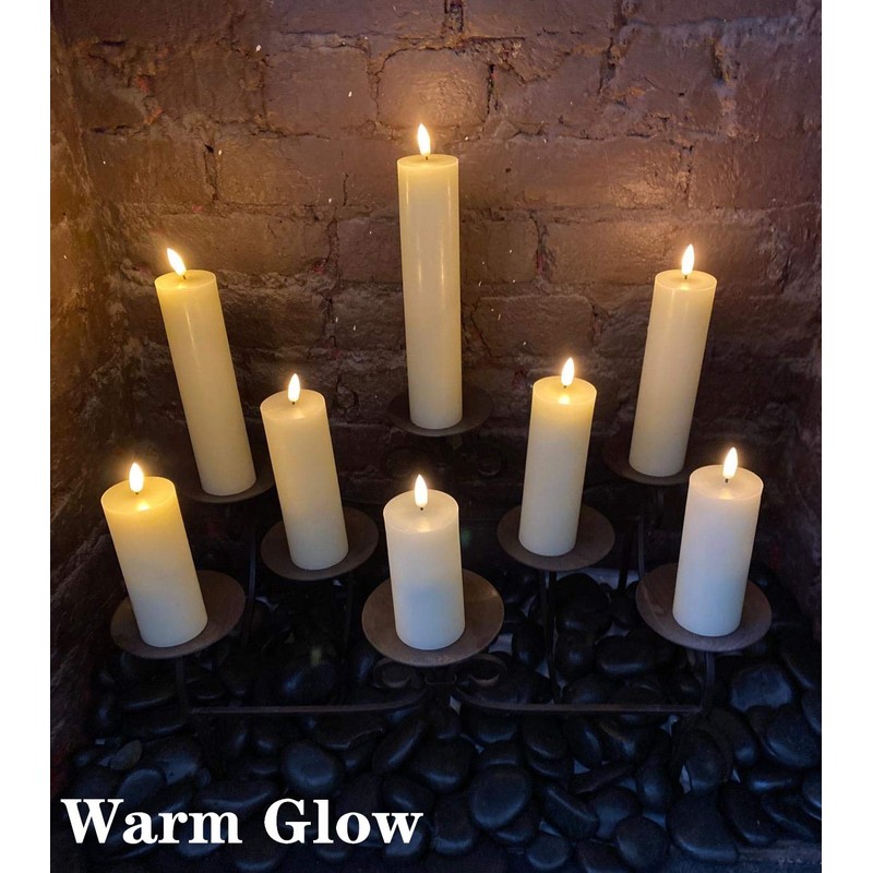 Eywamage Realistic Ivory Slim Flameless Pillar Candes with Remote, Real
