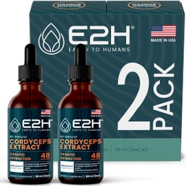 E2H Cordyceps Mushroom Extract - All-Natural Immune System, Energy & Stamina Support from Advanced Mushroom Supplement - Cordyceps Mushrooms Supplement - Non-GMO, Vegan - (2 Bottles)