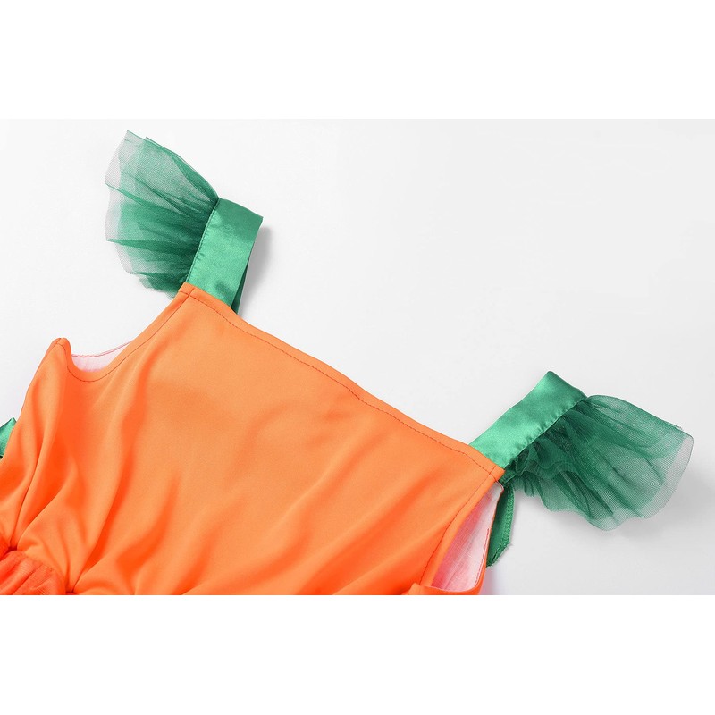 ReliBeauty Girl Halloween Pumpkin Dress with Handbag, 110