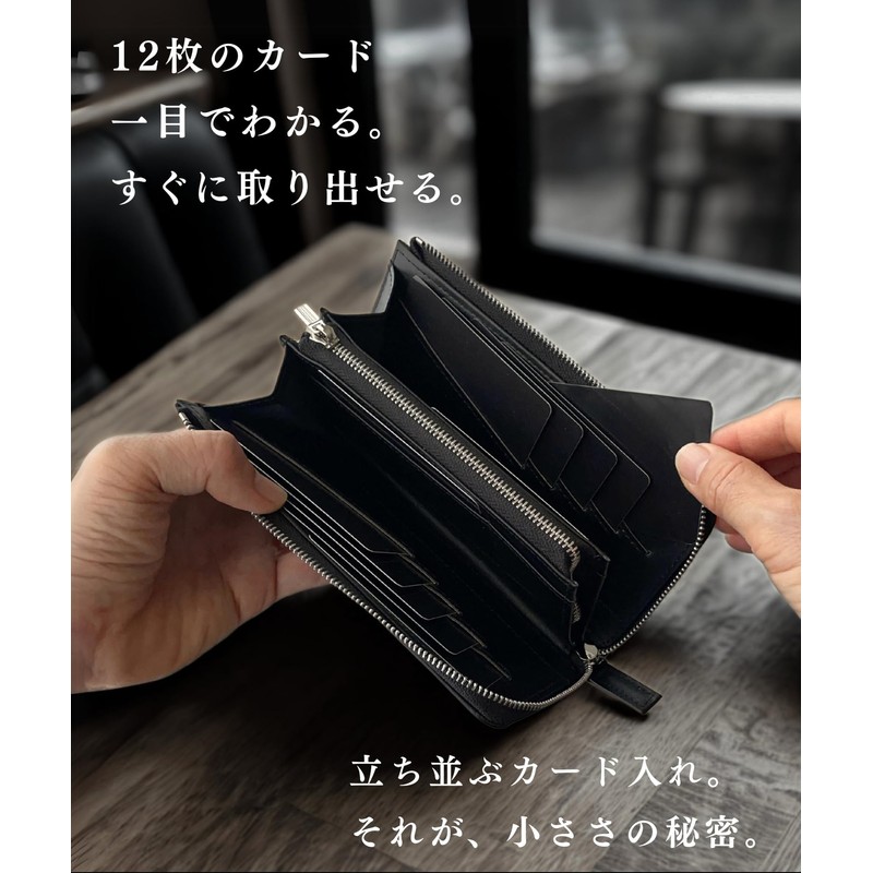 Iaji Men's Long Wallet, Genuine Leather, Compact, Large Capacity, Women's,