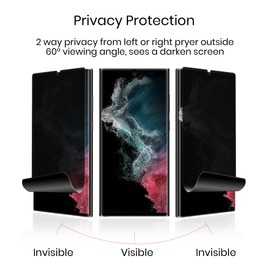 Omnifense Galaxy S22 Ultra Screen Protector Matte Privacy Soft Film 2 Pack and Tempered Glass Camera Lens Protector 1 Pack, Support Fingerprint Unlock Matte Finish Surface Anti Glare 2 Way Anti Spy